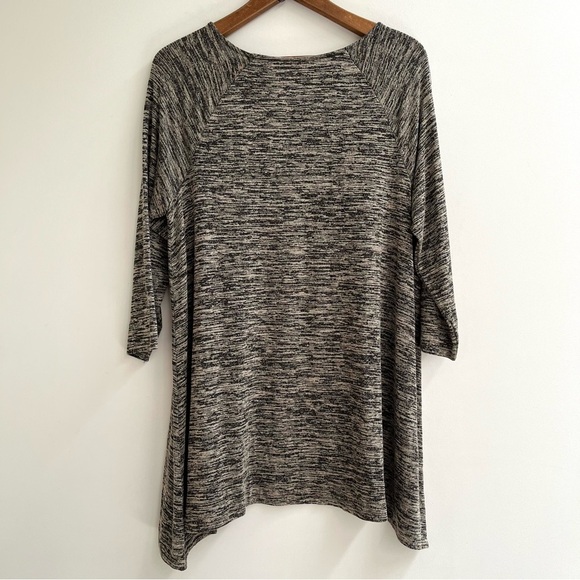 Soma tan black jersey stretch tunic top shark bite hem 3/4 length sleeves XL - Picture 2 of 7